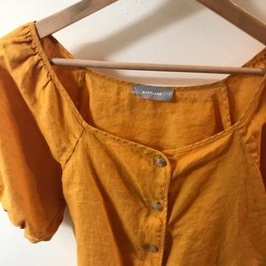 Everlane Squareneck Linen Puff Sleeve Top